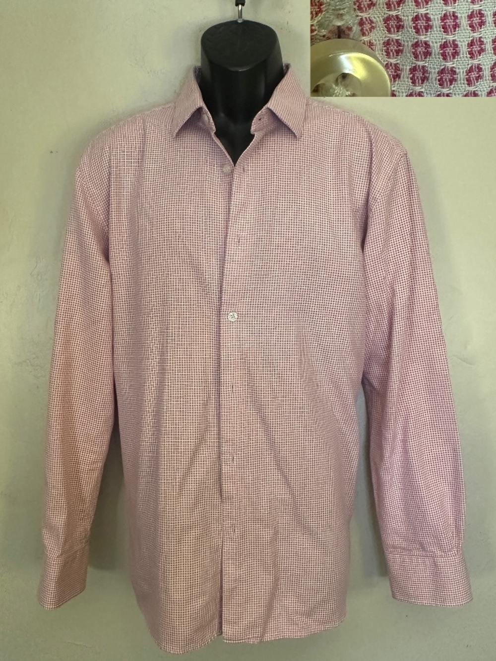 Tattersall Dress Shirt 17/34-35 Gently worn 100% cotton textured weave